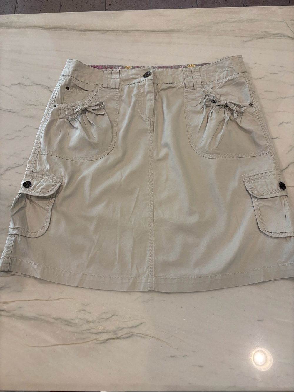 Dalia Collection Light Beige Cargo Pocket Mini Skirt